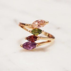 Gold Ring with 4 Multi Colour Stones